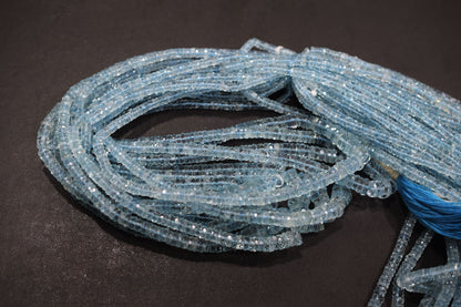 Natural Aquamarine Tyre Shape Beads , Aquamarine Faceted Beads , Sold By Strand , 3.50 - 9 mm , 18 Inches , 18336