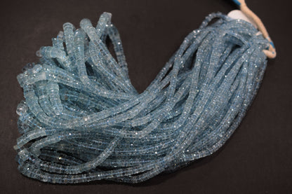 Natural Aquamarine Tyre Shape Beads , Aquamarine Faceted Beads , Sold By Strand , 3.50 - 9 mm , 18 Inches , 18336