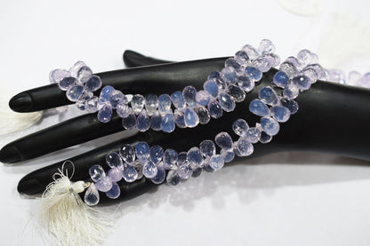 Natural Lavender Quartz Tear Drops Shape Briolettes , Sold By Strand , 7x11 - 7.5x12 mm , 9 Inches , 18342