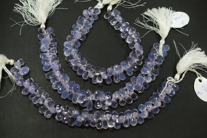 Natural Lavender Quartz Tear Drops Shape Briolettes , Sold By Strand , 7x11 - 7.5x12 mm , 9 Inches , 18342