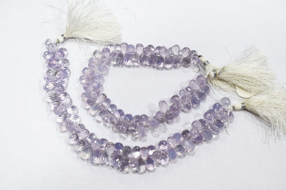 Natural Lavender Quartz Tear Drops Shape Briolettes , Sold By Strand , 7x11 - 7.5x12 mm , 9 Inches , 18342