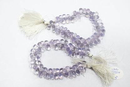 Natural Lavender Quartz Tear Drops Shape Briolettes , Sold By Strand , 7x11 - 7.5x12 mm , 9 Inches , 18342