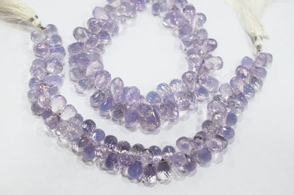 Natural Lavender Quartz Tear Drops Shape Briolettes , Sold By Strand , 8x11 - 8x13 mm , 9 Inches , 18343