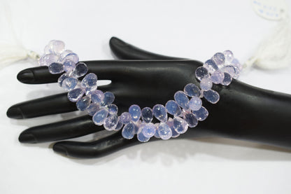 Natural Lavender Quartz Tear Drops Shape Briolettes , Sold By Strand , 8x11 - 8x13 mm , 9 Inches , 18343