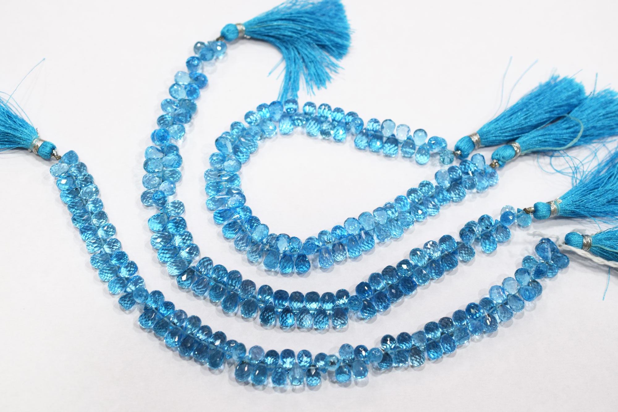 Swiss Blue Topaz Tear Drops Shape Beads , Sold By Strand , 5x7 - 5x8.50 mm , 9 Inches , 18344