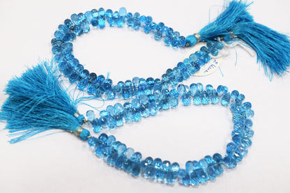 Swiss Blue Topaz Tear Drops Shape Beads , Sold By Strand , 4.50x6 - 5x9.50 mm , 9 Inches , 18347