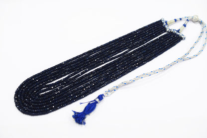 7 Lines Dyed Corundum Sapphire Rondelle Shape Faceted Necklace With Adjustable Tussle , 3.50 - 5.00 mm , 16.50" - 20", 18541