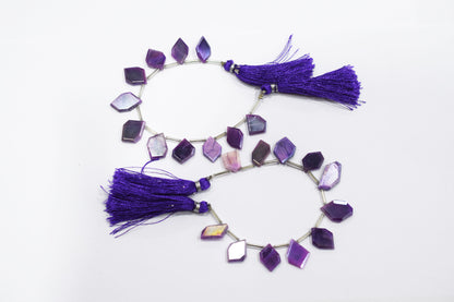 11 Pieces In A Strand Mystic Lavender Moonstone Crown Cut Tablets Beads , Sold By Strand , 10x15 - 12x17 mm , 18547