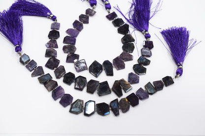 Natural Purple Labradorite Crown Cut Tablets Beads , Sold By Strand , 7x9 - 13x16 mm , 7" , 18549