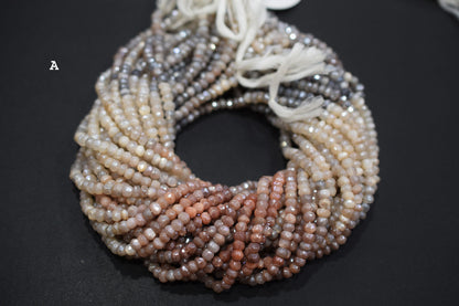 Mystic Multi Moonstone Faceted Rondelle Shape Beads , Sold By Strand , 4.75 - 6.00 mm , 13 Inches , 18597