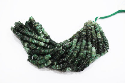 Natural Sakota Emerald Heishi Square Beads , Sold By Strand , 5x5 - 5.50x5.50 mm , 16 Inches , 18777