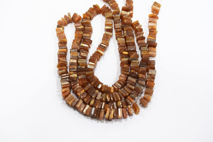 Golden Shine Moonstone Heishi Square Beads , Sold By Strand , 5 - 8 mm , 16 Inches , 18779