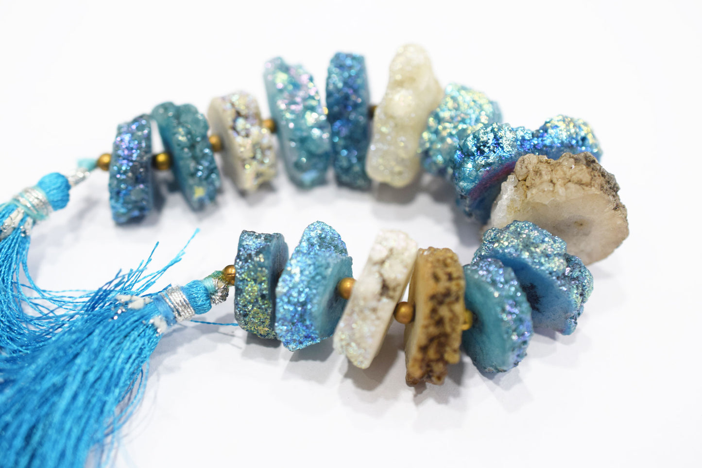 Rainbow Coated Stalactite Solar Quartz Tyre Shape , Sold By Strand , 16x14 - 25x19 mm , 5", 19299