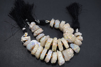 Rainbow Coated Stalactite Solar Quartz Tyre Shape , Sold By Strand , 15x15 - 20x25 mm , 5", 19302