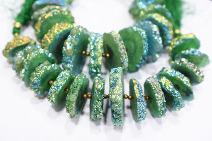 Rainbow Coated Stalactite Solar Quartz Tyre Shape , Sold By Strand , 20x26 - 35x38 mm , 7", 19303