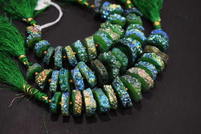 Rainbow Coated Stalactite Solar Quartz Tyre Shape , Sold By Strand , 14x15 - 23x28 mm , 5", 19304