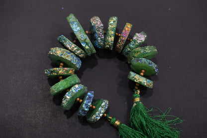Rainbow Coated Stalactite Solar Quartz Tyre Shape , Sold By Strand , 22x24 - 35x38 mm , 7", 19306