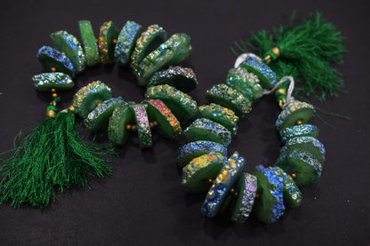 Rainbow Coated Stalactite Solar Quartz Tyre Shape , Sold By Strand , 22x24 - 35x38 mm , 7", 19306