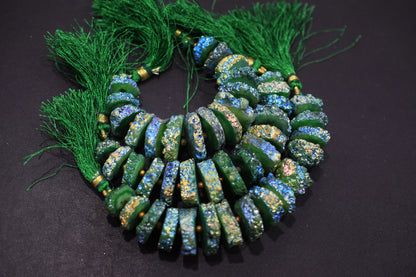 Rainbow Coated Stalactite Solar Quartz Tyre Shape , Sold By Strand , 14x15 - 20x25 mm , 5", 19307