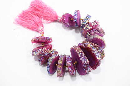 Rainbow Coated Stalactite Solar Quartz Tyre Shape , Sold By Strand , 22x28 - 42x42 mm , 7", 19309
