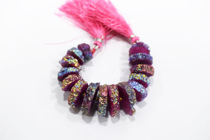 Rainbow Coated Stalactite Solar Quartz Tyre Shape , Sold By Strand , 16x18 - 25x27 mm , 5", 19310