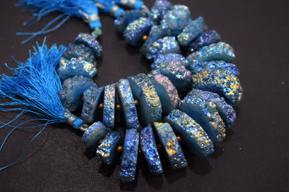 Rainbow Coated Stalactite Solar Quartz Tyre Shape , Sold By Strand , 14x15-25x27 mm , 5", 19313