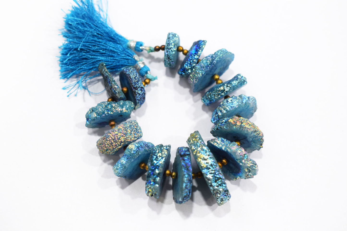 Rainbow Coated Stalactite Solar Quartz Tyre Shape , Sold By Strand, 16x20-27x35 mm , 7", 19314