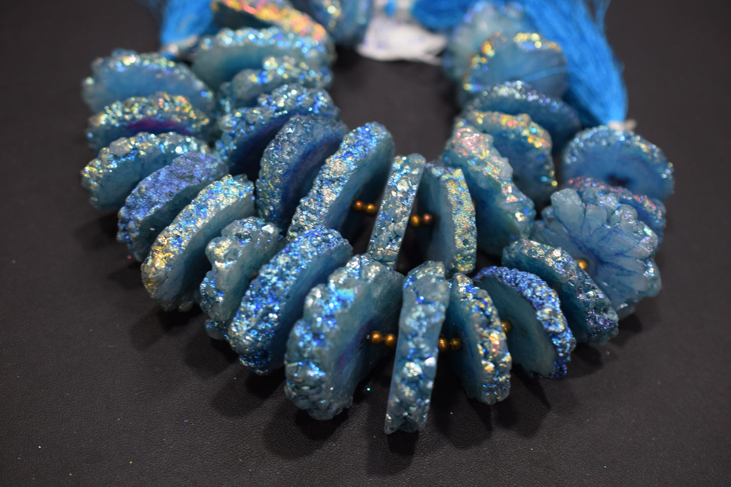 Rainbow Coated Stalactite Solar Quartz Tyre Shape , Sold By Strand, 22x28-31x38 mm , 7", 19316