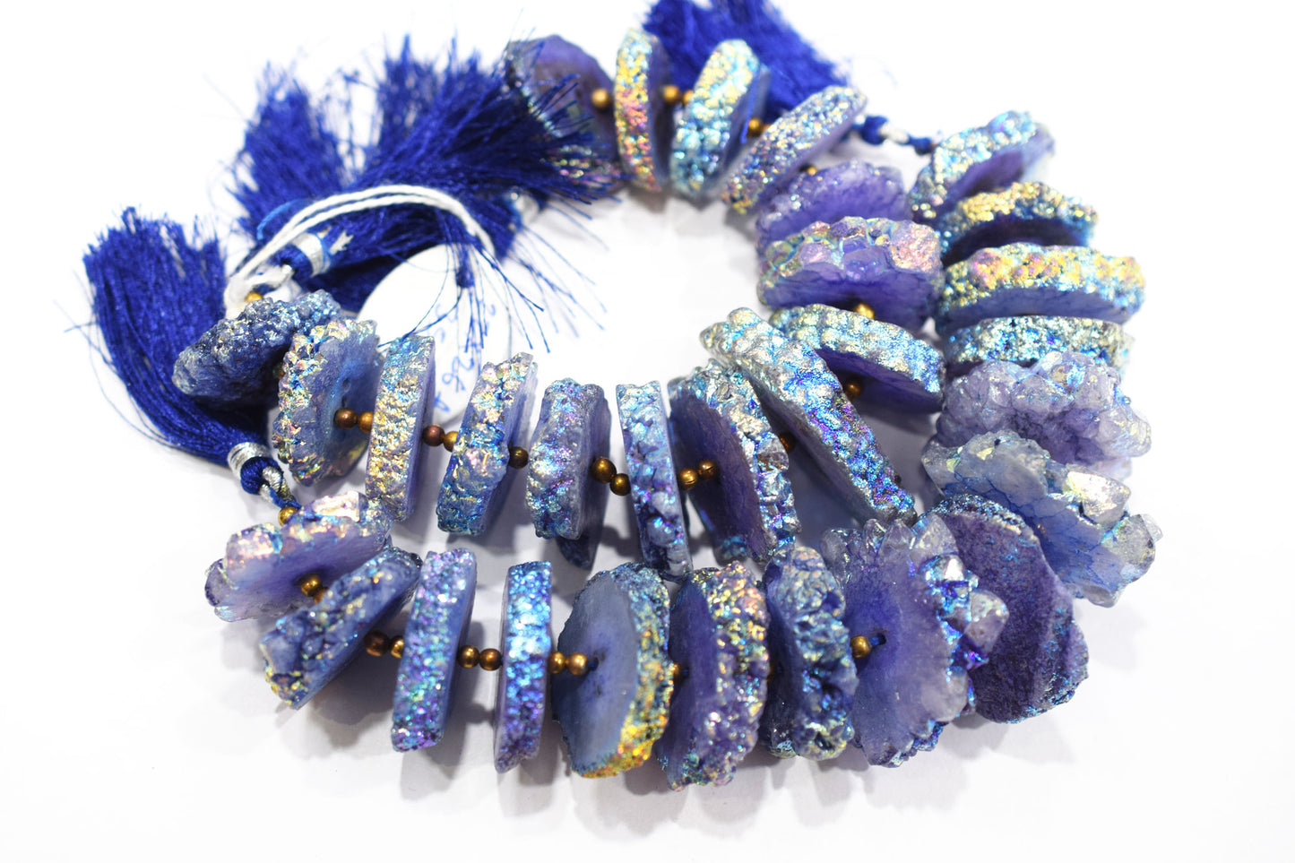 Rainbow Coated Stalactite Solar Quartz Tyre Shape , Sold By Strand , 22x25-33x40 mm , 7" , 19317