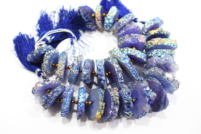 Rainbow Coated Stalactite Solar Quartz Tyre Shape , Sold By Strand , 22x25-33x40 mm , 7" , 19317