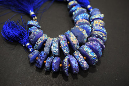 Rainbow Coated Stalactite Solar Quartz Tyre Shape , Sold By Strand , 13x15-22x23 mm , 5" , 19318
