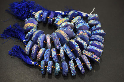 Rainbow Coated Stalactite Solar Quartz Tyre Shape , Sold By Strand , 22x25-32x35 mm , 7" , 19319