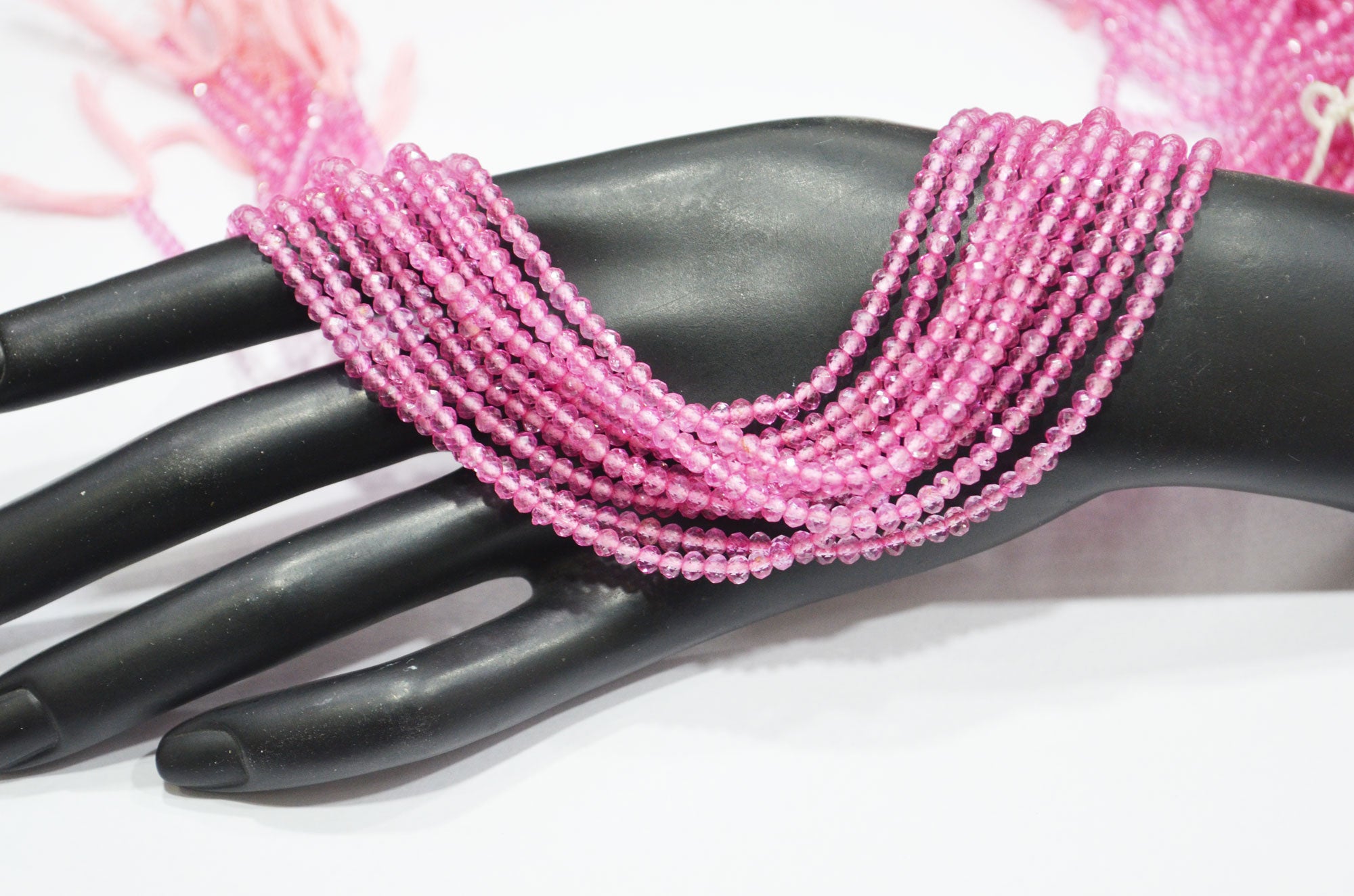 Pink Topaz Rondelle Shape Beads , Pink Topaz Faceted Rondelle Shape Beads , Sold By Strand , 12.50 Inches , 3 mm , 19323