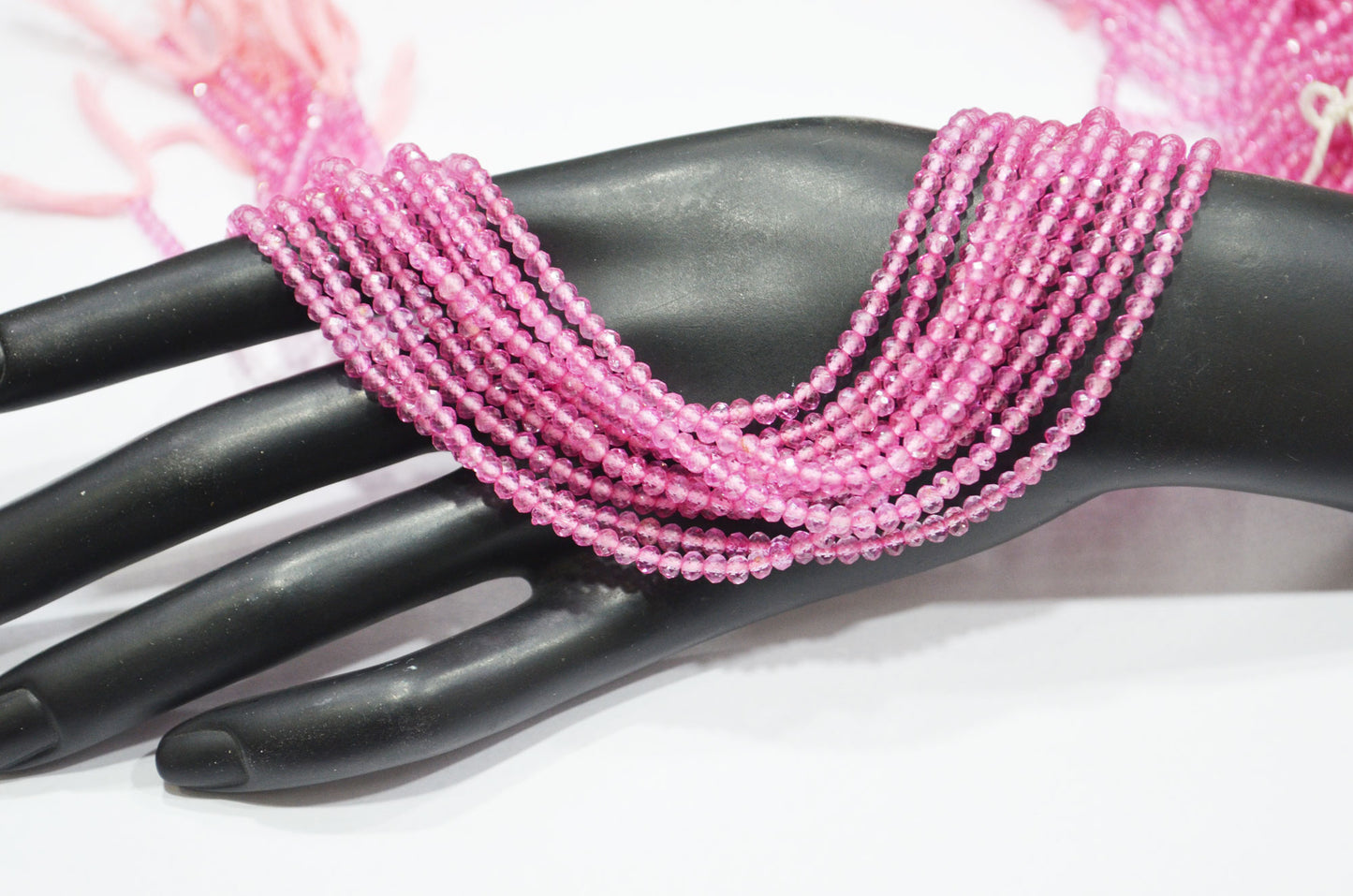 Pink Topaz Rondelle Shape Beads , Pink Topaz Faceted Rondelle Shape Beads , Sold By Strand , 12.50 Inches , 3 mm , 19323
