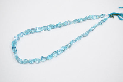 Sky Blue Topaz Laser Cut Nuggets Shape Beads , 18 Inches , 7x11 - 9x15 mm , 19325