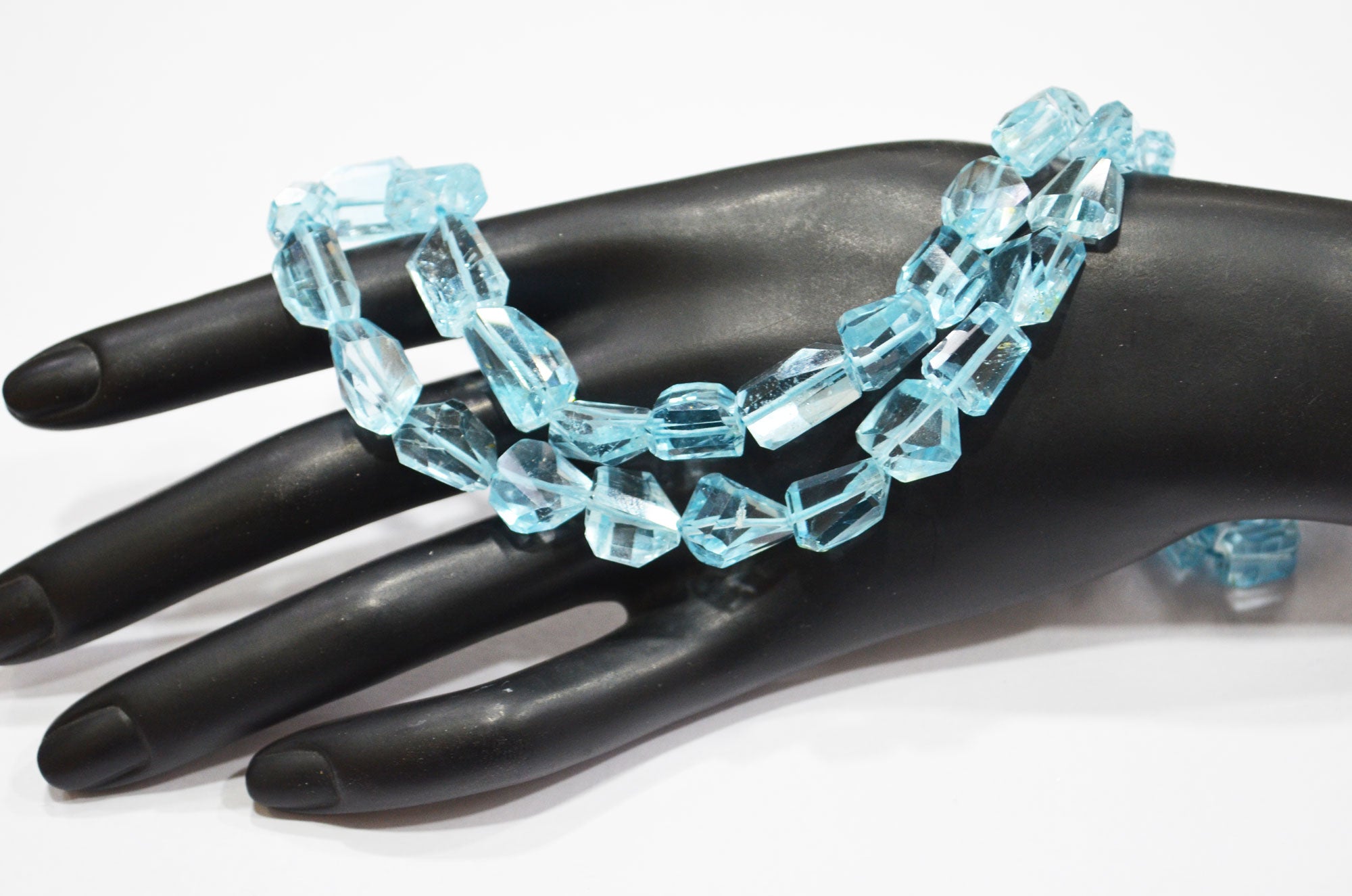 Sky Blue Topaz Laser Cut Nuggets Shape Beads , 18 Inches , 7x11 - 9x15 mm , 19325