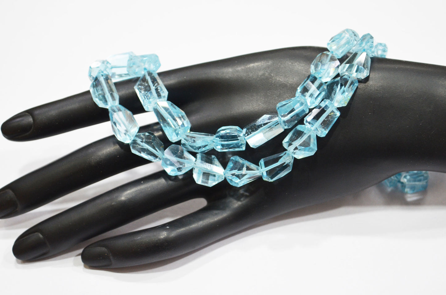 Sky Blue Topaz Laser Cut Nuggets Shape Beads , 18 Inches , 7x11 - 9x15 mm , 19325