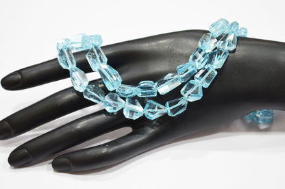 Sky Blue Topaz Laser Cut Nuggets Shape Beads , 18 Inches , 7x11 - 9x15 mm , 19325