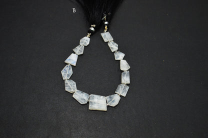 Natural Rainbow Moonstone Crown Cut Tablets Shape Beads , Sold By Strand , 7 Inches , 8x9 - 15x18 mm , 19330
