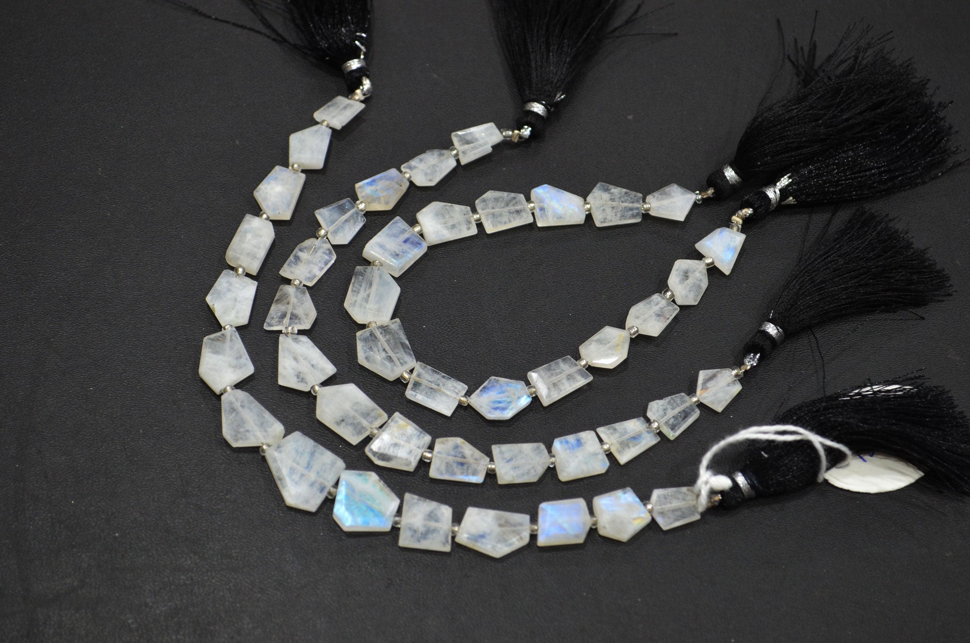 Natural Rainbow Moonstone Crown Cut Tablets Shape Beads , Sold By Strand , 7 Inches , 8x9 - 15x18 mm , 19330