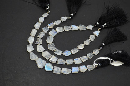 Natural Rainbow Moonstone Crown Cut Tablets Shape Beads , Sold By Strand , 7 Inches , 8x9 - 15x18 mm , 19330