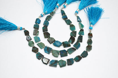 Natural Chrysocolla Crown Cut Tablets Shape Beads , Sold By Strand , 7 Inches , 8x9 - 12x12 mm , 19331