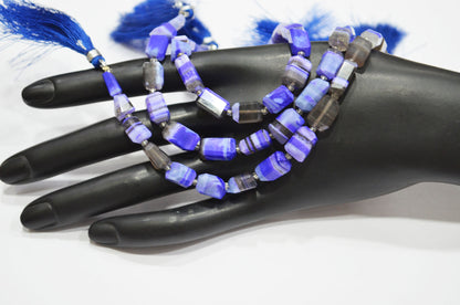 Purple Lace Chalcedony Laser Cut Nuggets Shape Beads , Sold By Strand , 7 Inches , 6x8 - 7x12 mm , 19333