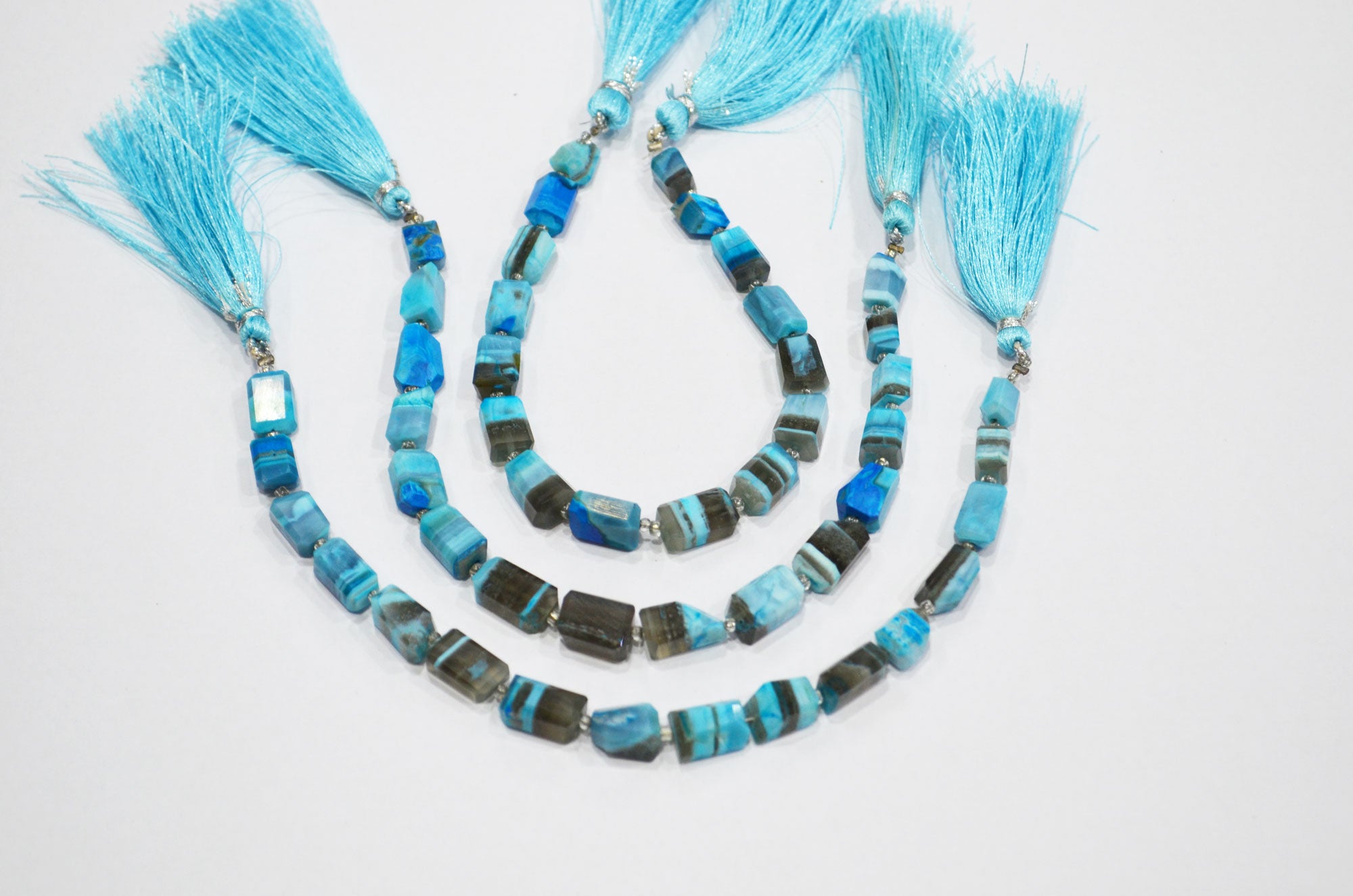 Blue Lace Chalcedony Laser Cut Nuggets Shape Beads , Sold By Strand , 7 Inches , 6x8 - 7x11 mm , 19334
