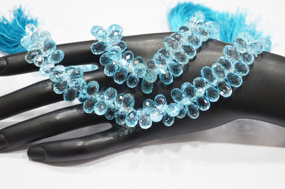 Sky Blue Topaz Tear Drops Shape Beads , Sold By Strand , 9 Inches , 6.50x11 - 6.50x12 mm , 19344