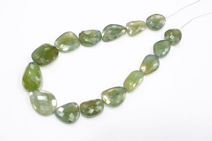 Mystic Light Olive Green Color Chalcedony Nuggets Shape Beads , Olive Color Chalcedony Faceted Beads , 14.50 Inches , 18x22 - 22x28 mm , 19434