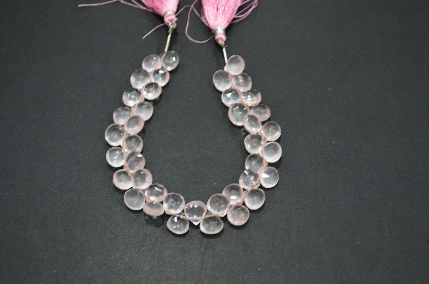 Natural Rose Quartz Heart Shape Beads , Rose Quartz Faceted Briolettes , Sold By Strand , 8 Inches , 9x9 - 10x10 mm , 19439