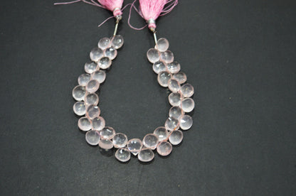 Natural Rose Quartz Heart Shape Beads , Rose Quartz Faceted Briolettes , Sold By Strand , 8 Inches , 9x9 - 10x10 mm , 19439