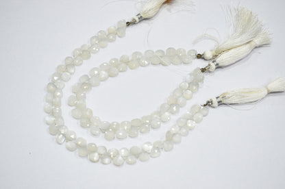 Natural Ceylon Moonstone Heart Shape Beads , Ceylon Moonstone Faceted Briolettes , Sold By Strand , 8 Inches , 6x6 - 7x7 mm , 19443