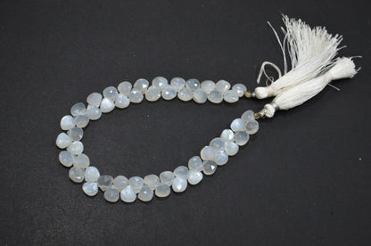 Natural Ceylon Moonstone Heart Shape Beads , Ceylon Moonstone Faceted Briolettes , Sold By Strand , 8 Inches , 6x6 - 7x7 mm , 19443
